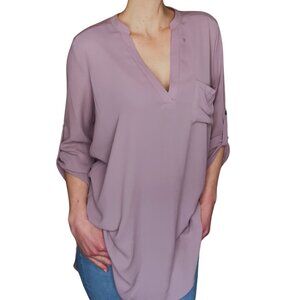 NWT - Lush - Long Sleeve Perfectly Henley Tunic, Color: Lavender, Size S